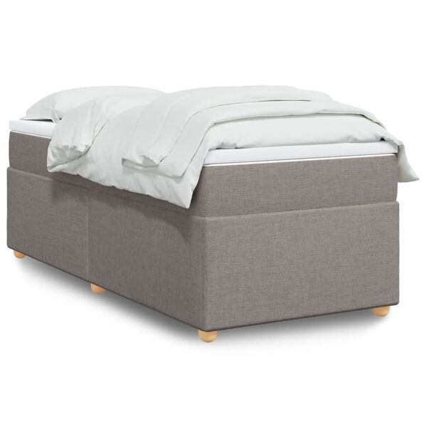 vidaXL Cama box spring con colch&oacute;n tela gris taupe 100x200 cm