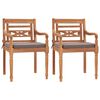 vidaXL Sillas Batavia 2 uds madera maciza teca con cojines gris oscuro