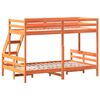 vidaXL Litera de madera maciza de pino marrón cera 80x200/120x200 cm