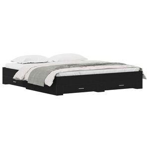 vidaXL Estructura de cama con caj&oacute;n Roble Negro 180 x 200 cm