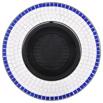 vidaXl Brasero de mosaico cerámica azul y blanco 68 cm