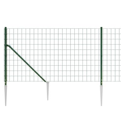 vidaXL Cerca de alambre con pinchos de anclaje verde 0,8x25 m