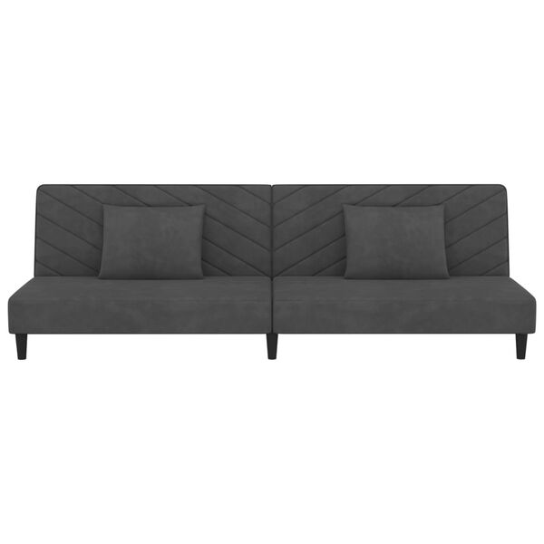 vidaXL Sof&aacute; cama de 2 plazas con dos almohadas terciopelo gris oscuro