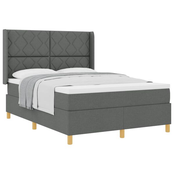 vidaXL Cama tipo Box Spring con colch&oacute;n Gris oscuro 160 x 200 cm tela