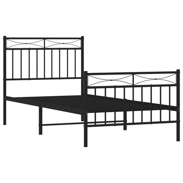 vidaXL Estructura cama sin colchón con estribo metal negro 90x200 cm