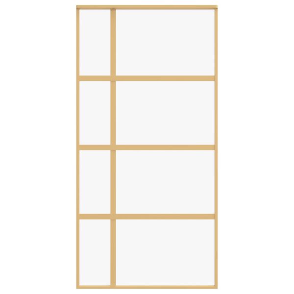 vidaXL Puerta corredera dorada de vidrio ESG transparente y aluminio