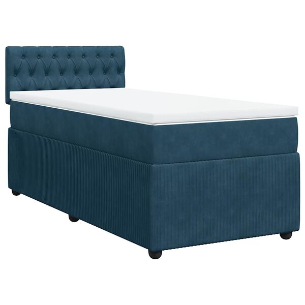 vidaXL Cama box spring con colch&oacute;n terciopelo azul 90x200 cm