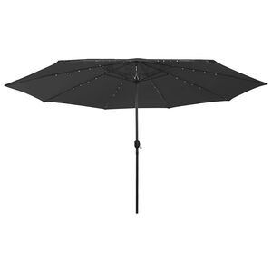 vidaXL Sombrilla de jard&iacute;n con luces LED negro 400 cm