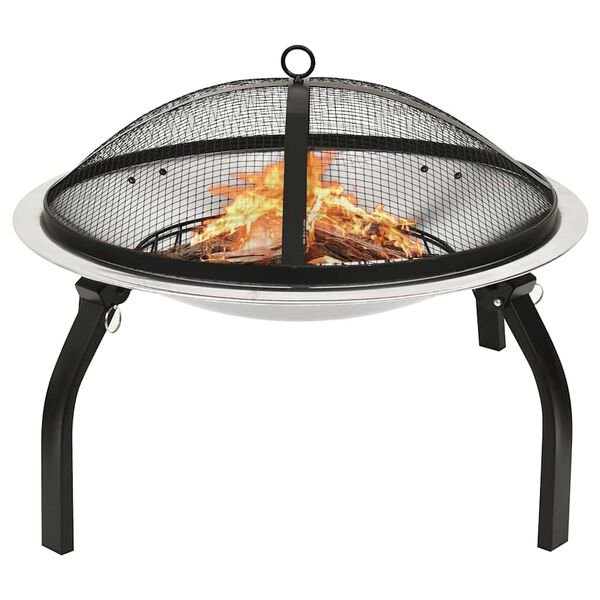 vidaXL Brasero y barbacoa 2 en 1 atizador acero inoxidable 56x56x49 cm