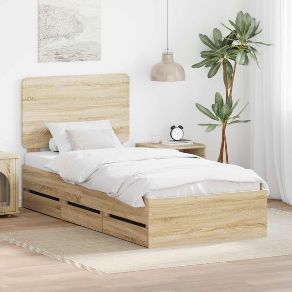 vidaXL Estructura de cama Roble Sonoma 75 x 190 cm Madera Ingenieril