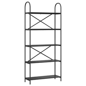vidaXL Estante de libros 5 niveles 80 x 30 x 183 cm Roble Negro