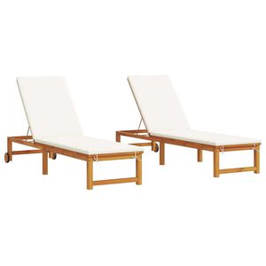 vidaXL Tumbona 2 pcs Marr&oacute;n 202 x 53 x 89 cm Madera de Acacia S&oacute;lida