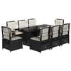 vidaXL Set de comedor de jard&iacute;n 9 pzas y cojines rat&aacute;n sint&eacute;tico negro