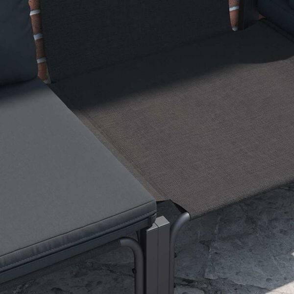 vidaXL Conjunto de sofás de jardín con cojín 14 pcs Negro Acero