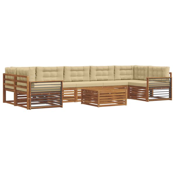 vidaXL Conjunto de sof&aacute;s de exterior con coj&iacute;n 8 pcs Natural y Beige