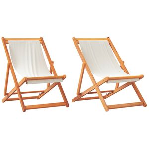 vidaXL Sillas plegables (2 unidades) de tela color blanco crema
