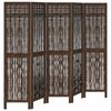 vidaXL Biombo separador de 5 paneles madera paulownia marr&oacute;n oscuro