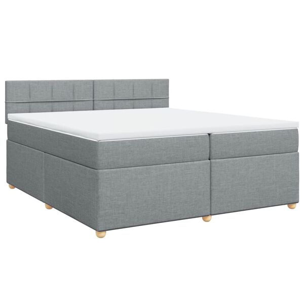 vidaXL Cama box spring con colch&oacute;n tela gris claro 200x200 cm