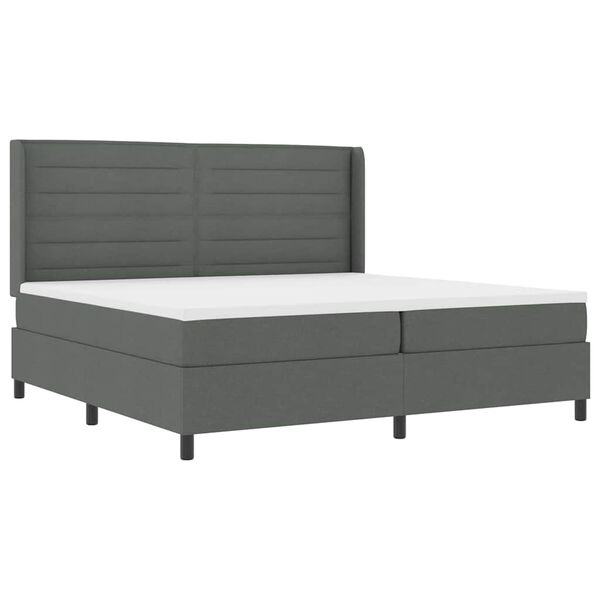 vidaXL Cama Box Spring LED con colch&oacute;n Gris oscuro 200 x 200 cm tela