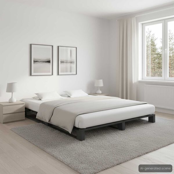 vidaXL Estructura de cama de palets madera maciza pino gris 140x200 cm