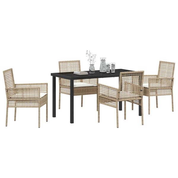 vidaXL Conjunto de Comedor de Jard&iacute;n 5 pcs Beige rat&aacute;n sint&eacute;tico