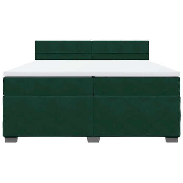 vidaXL Cama box spring con colch&oacute;n terciopelo verde oscuro 200x200 cm