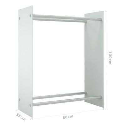 vidaXL Leñero de vidrio templado blanco 80x35x100 cm