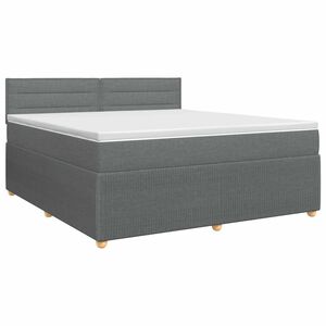 vidaXL Cama box spring con colch&oacute;n Gris oscuro 140 x 190 cm Tela