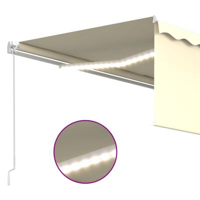 vidaXL Toldo retráctil manual con persiana y LED crema 4x3 m
