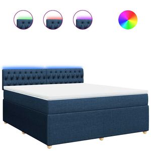 vidaXL Cama box spring con colch&oacute;n tela azul 180x200 cm