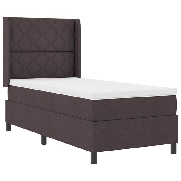vidaXL Cama tipo Box Spring Marr&oacute;n oscuro 100 x 200 cm tela