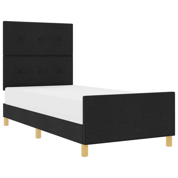vidaXL Estructura de cama con cabecera Negro 90 x 200 cm tela