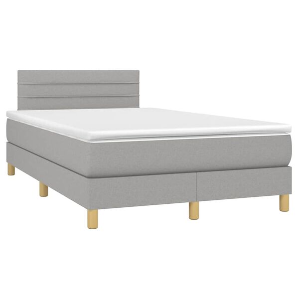 vidaXL Cama box spring con colch&oacute;n y LED tela gris claro 120x190 cm