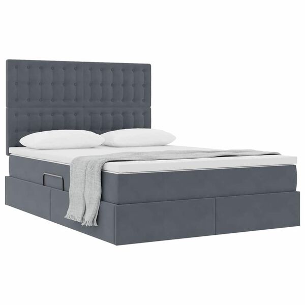 vidaXL Cama con almacenamiento y LED Gris oscuro 140 x 190 cm