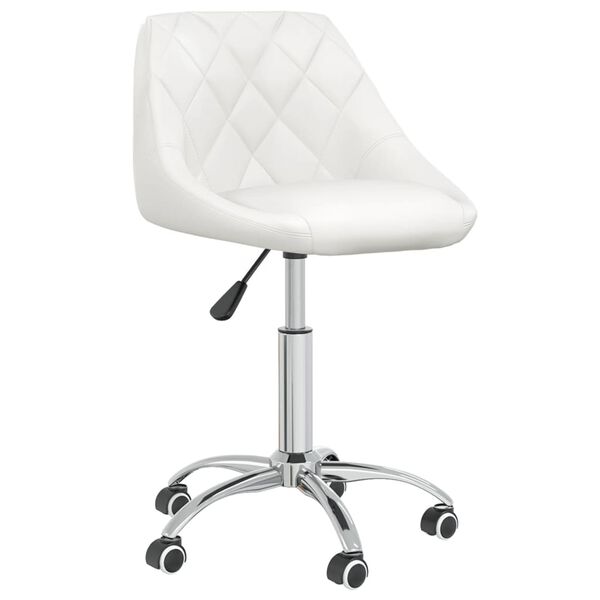 vidaXL Silla de oficina giratoria de cuero sintético blanco