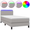 vidaXL Cama box spring colch&oacute;n y luces LED tela gris claro 90x200 cm