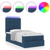 vidaXL Cama otomana con colch&oacute;n y luces LED azul 90x200 cm Tela