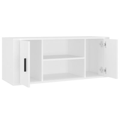 vidaXL Mueble para TV madera contrachapada blanco 100x35x40 cm