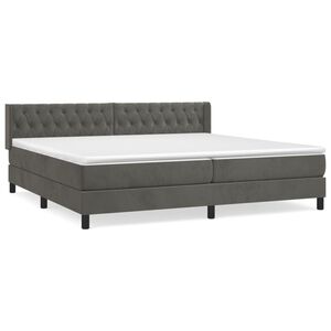 vidaXL Cama box spring con colch&oacute;n terciopelo gris oscuro 200x200 cm
