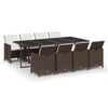 vidaXL Set de comedor jard&iacute;n 9 pzas y cojines rat&aacute;n sint&eacute;tico marr&oacute;n