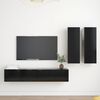 vidaXL Set de muebles de sal&oacute;n TV 4 piezas madera de ingenier&iacute;a negro