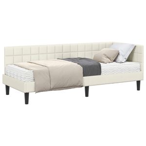 vidaXL Estructura de Cama Esquina con Colch&oacute;n 2 pcs Crema Terciopelo