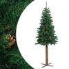 vidaXL &Aacute;rbol de Navidad delgado madera aut&eacute;ntica y pi&ntilde;as PVC 180 cm