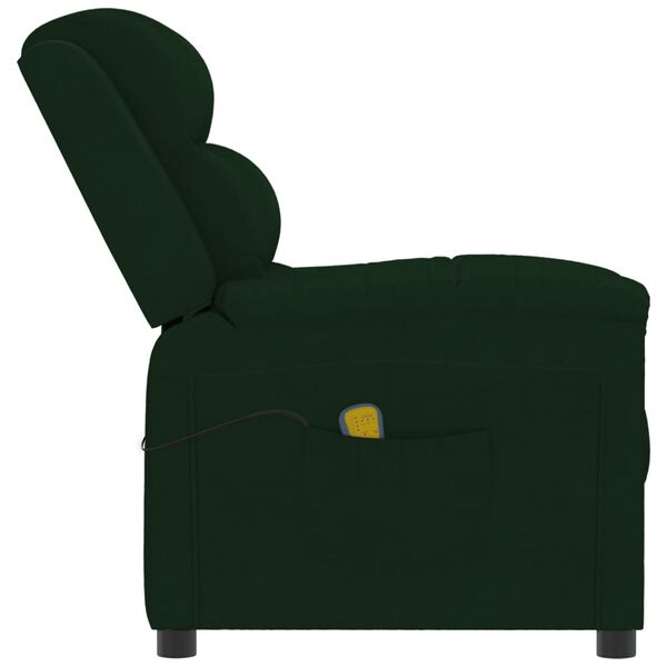 vidaXL Sill&oacute;n de masaje de terciopelo verde oscuro