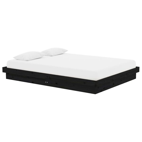 vidaXL Estructura de cama sin colchón madera maciza negro 140x190 cm