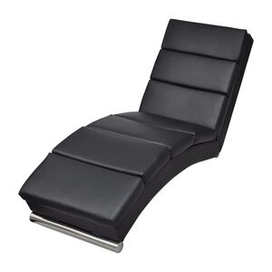 vidaXL Div&aacute;n de cuero sint&eacute;tico negro