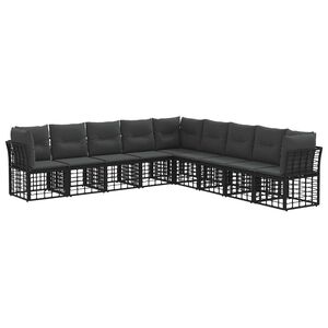 vidaXL Conjunto de sof&aacute;s de exterior Negro Poli&eacute;ster