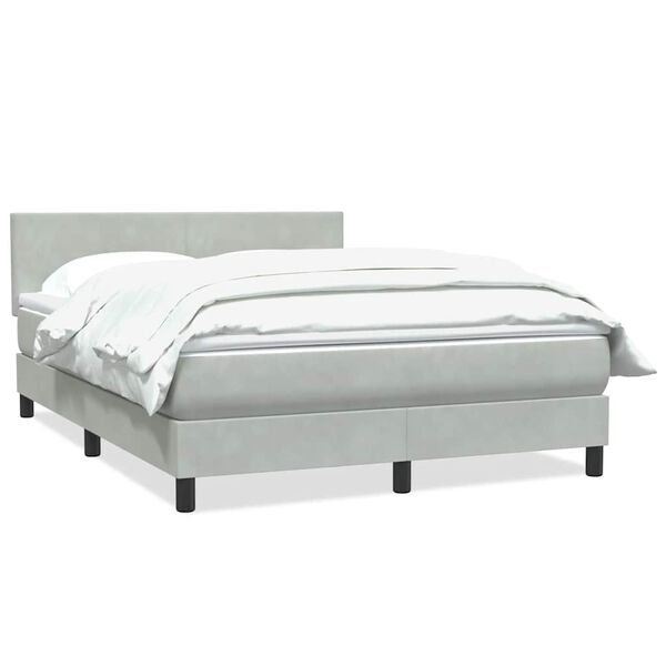 vidaXL Cama box spring con colch&oacute;n terciopelo gris claro 160x220 cm
