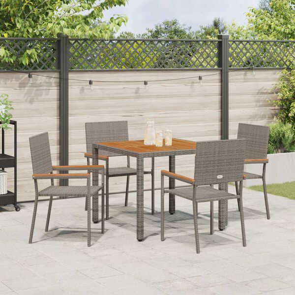 vidaXL Conjunto de Comedor de Jard&iacute;n 5 pcs Gris rat&aacute;n sint&eacute;tico