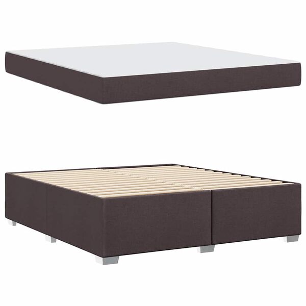 vidaXL Estructura de cama con colch&oacute;n Marr&oacute;n Oscuro 180 x 200 cm tela